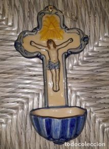Antiquités: BENDITERA CERAMICA CRISTO FIRMADA FIGAS.. ribesalbes